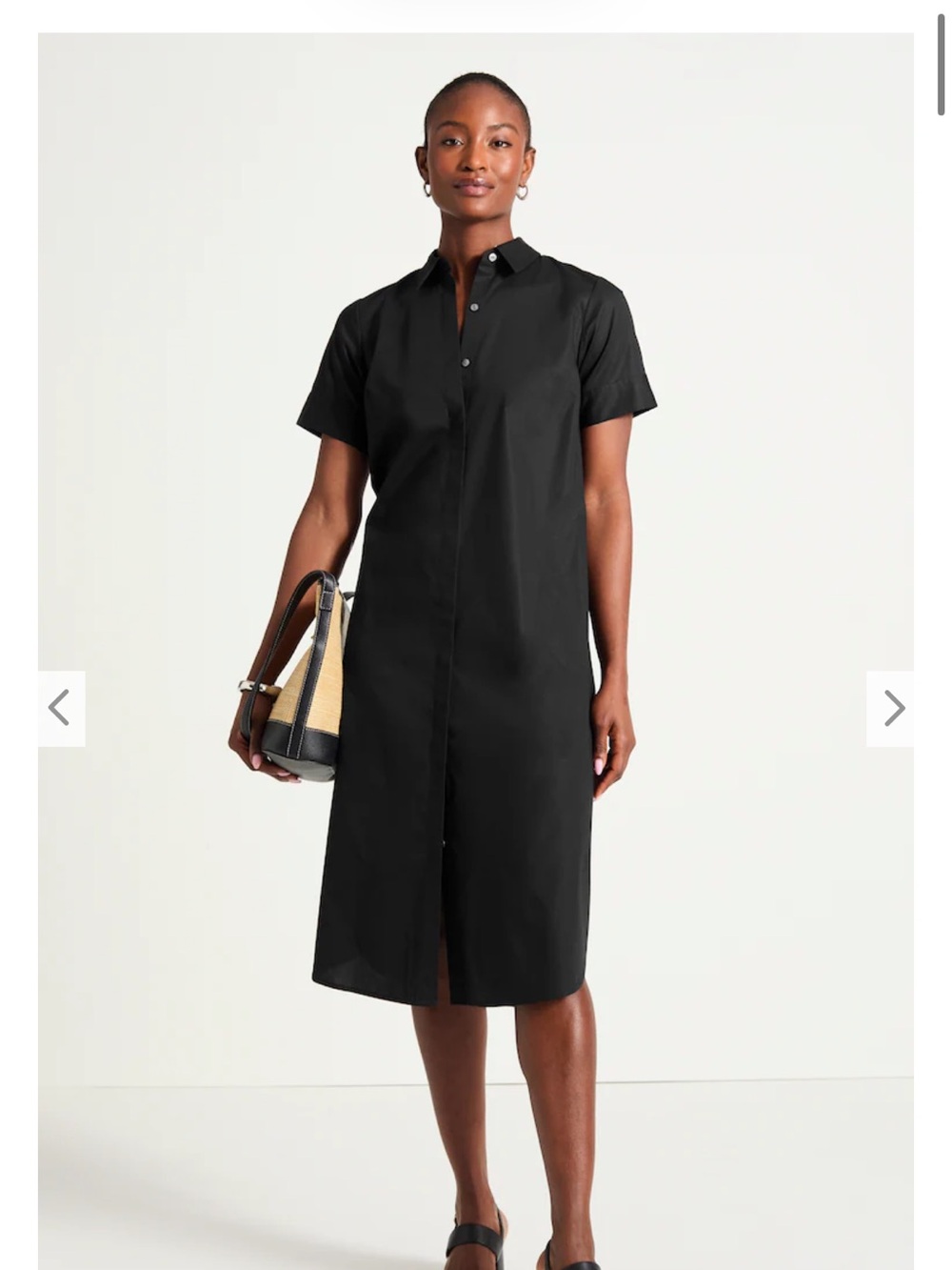 J. Jill Black Short-Sleeve Midi Shirt Dress-LP